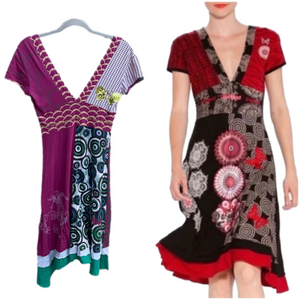 Y2K Vintage Disigual Huesca Day Dress Women's Size Small Artsy Funky Unique